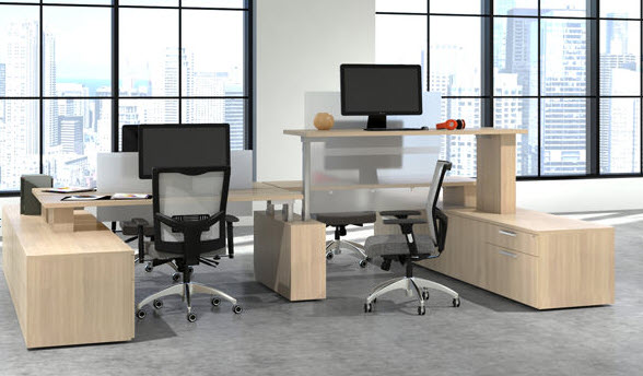 Open Work Station with Sit Stand Adjustable Work Surface